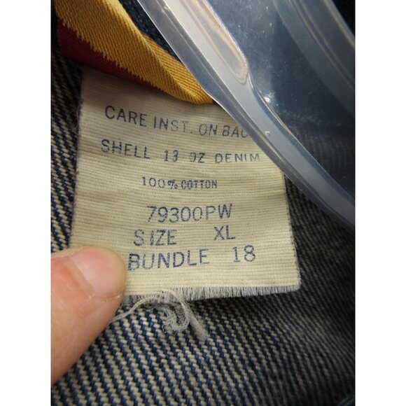 VINTAGE Rustler Jacket XL Trucker Moto Button Up Denim 80s 90s USA * - Picture 13 of 14